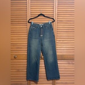 NWT REALTAKAI Men’s Straight Leg Jeans Blue Washed Distressed Streetwear Size S